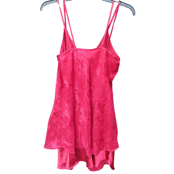 Red Nightie Nightgown Slip Dual Layer Bow Adjustable Strap Lingerie Large Floral - Picture 5 of 7